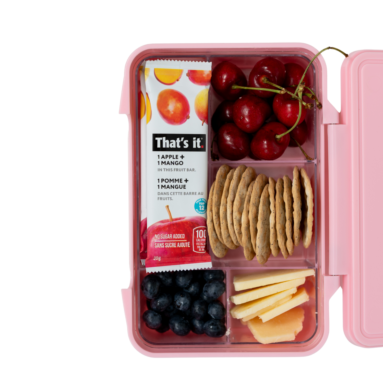 Snack lunch box filled with healthy snacks