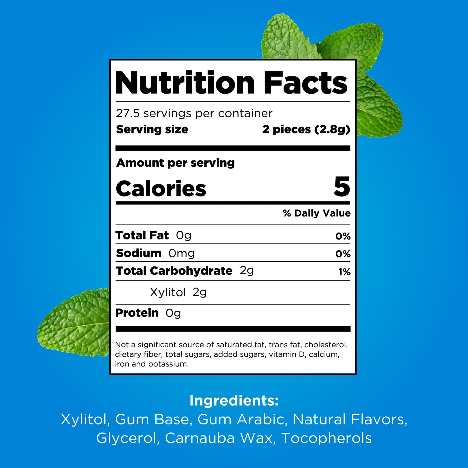 Nutritional information for pur gum