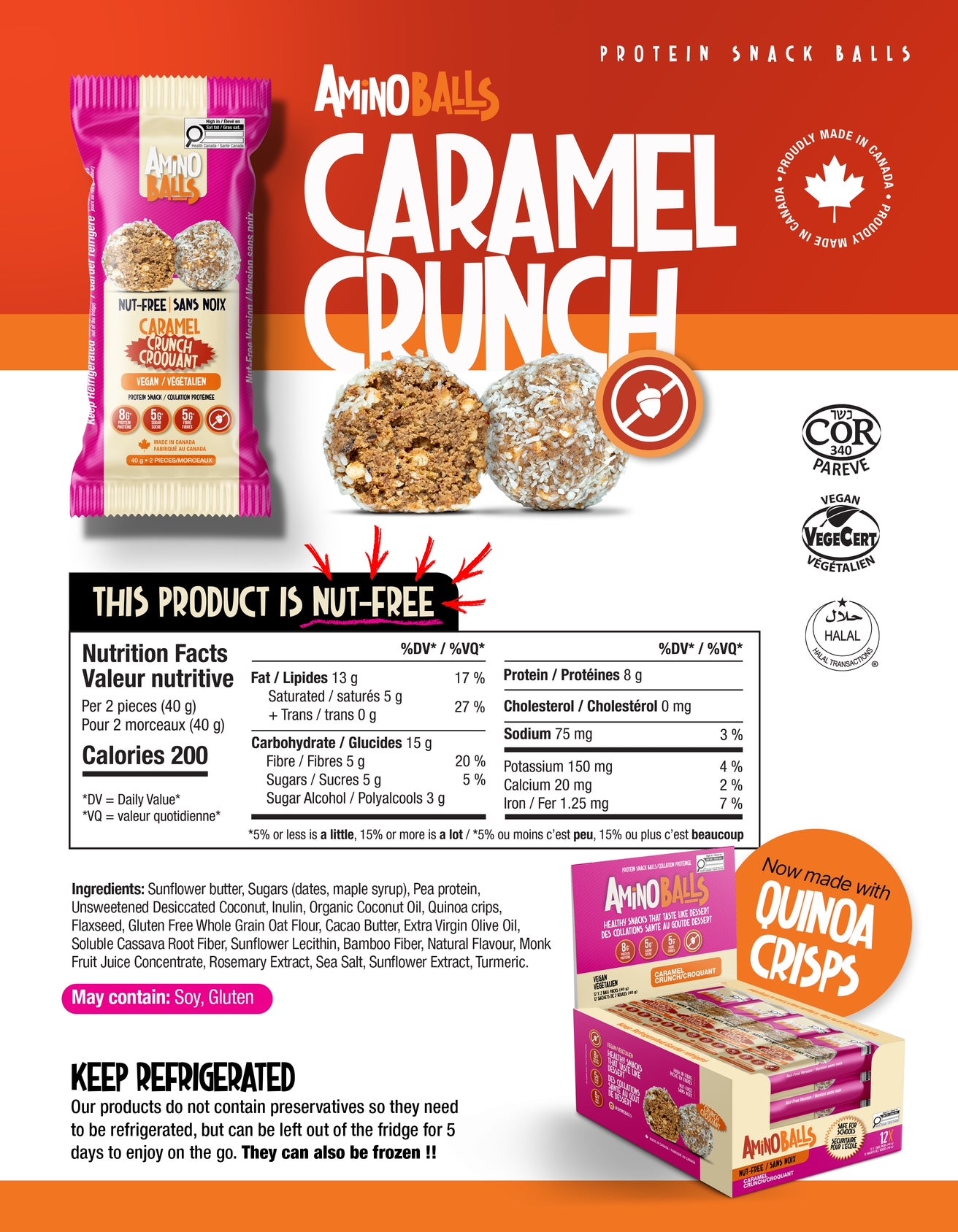 Amino Balls – Nut-Free Caramel Crunch