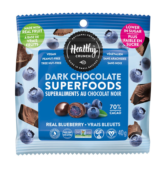 Photo of single healthy crunch dark chocolate supperfoods blueberry
